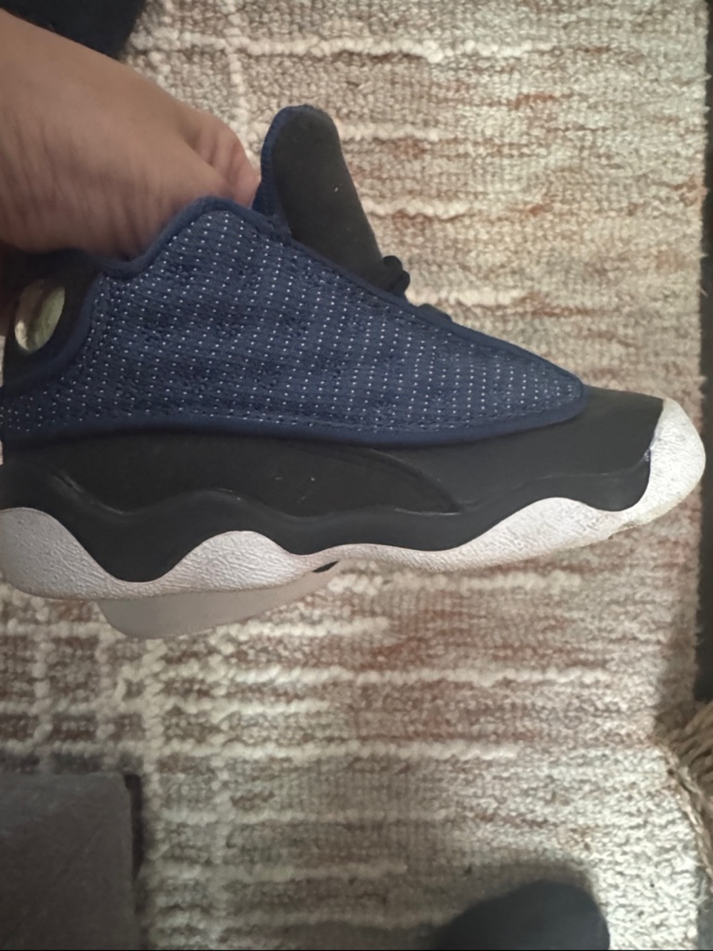 Jordan Kids Navy Blue and Black Sneakers with White Outsole